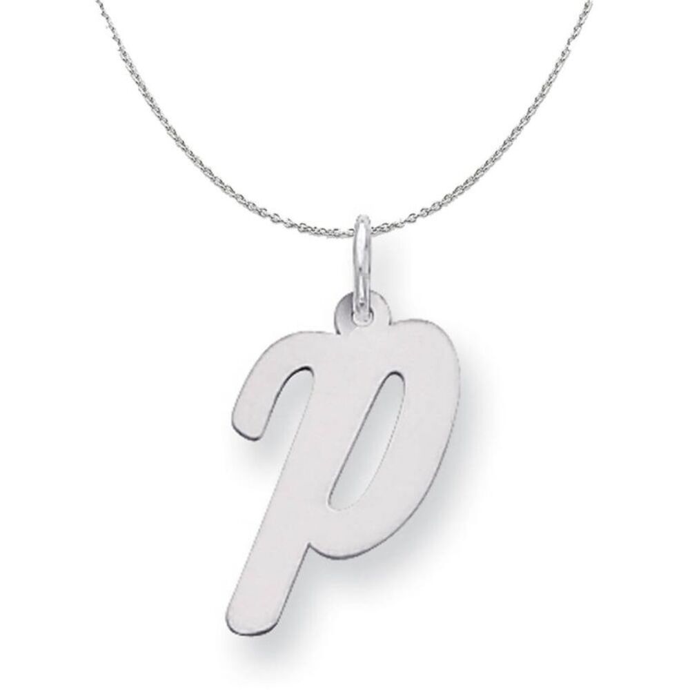 Silver Madison Collection LG Classic Script Initial P Necklace - 24 In